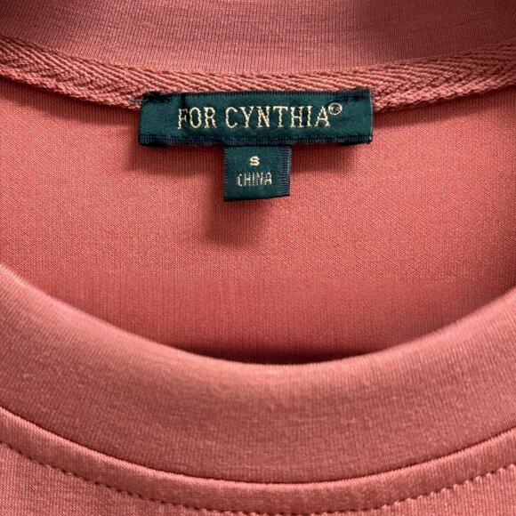 For Cynthia Puff Sleeve T-Shirt Mini Dress Dusty Rose Modal Soft Stretch Size S - Picture 5 of 7